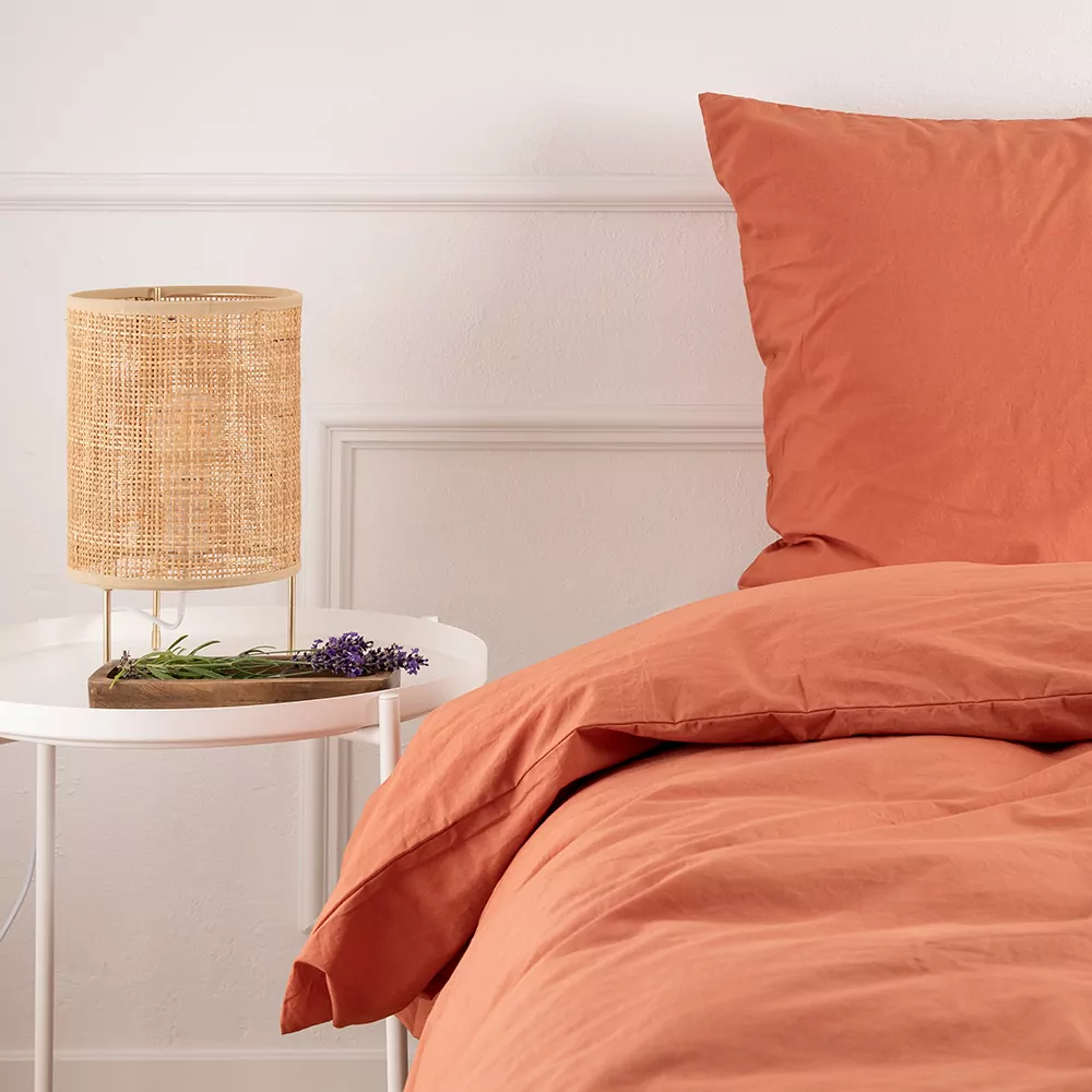 økologisk sengetøj i brændt orange