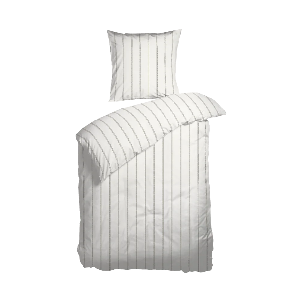 stribet sengetøj beige