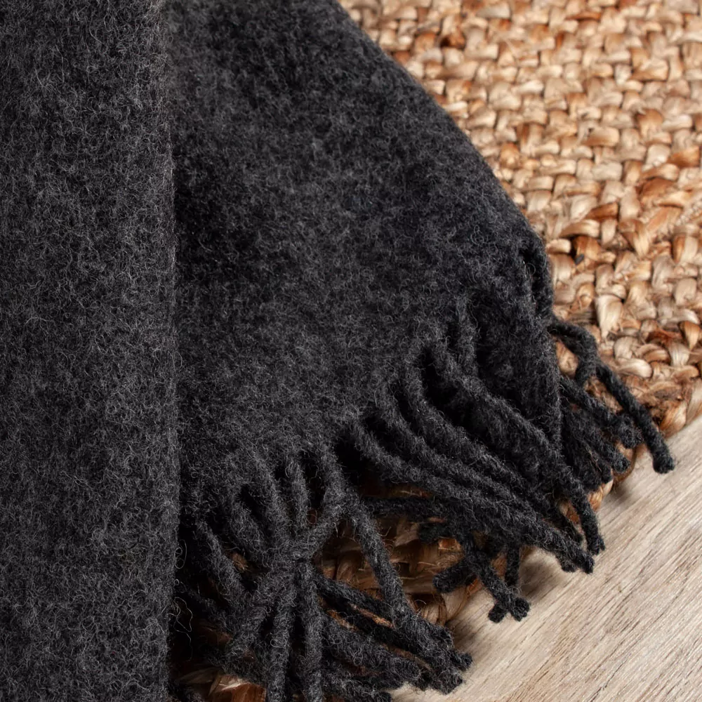 MELANGE Dark grey uldplaid