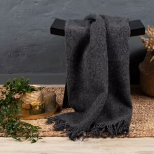 MELANGE Dark grey uldplaid