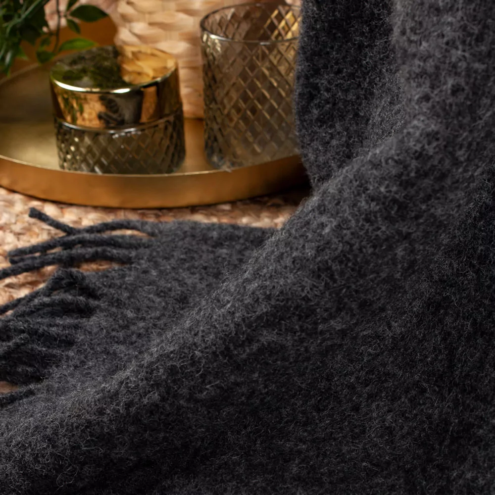 MELANGE Dark grey uldplaid
