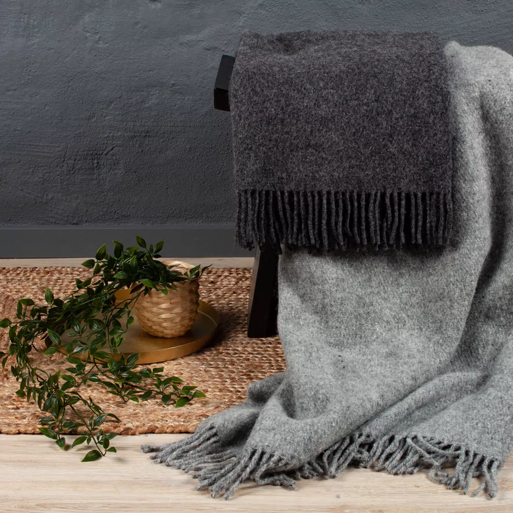 MELANGE Grey uldplaid