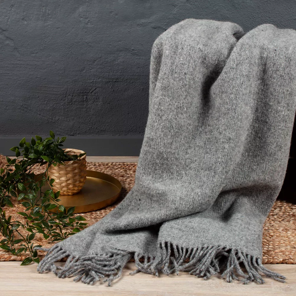 MELANGE Grey uldplaid