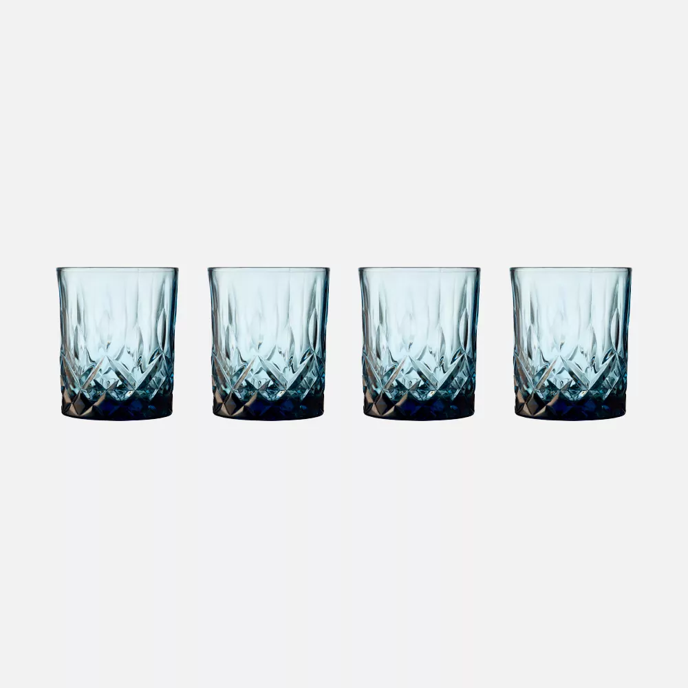 Whiskyglas i blå 4 pak