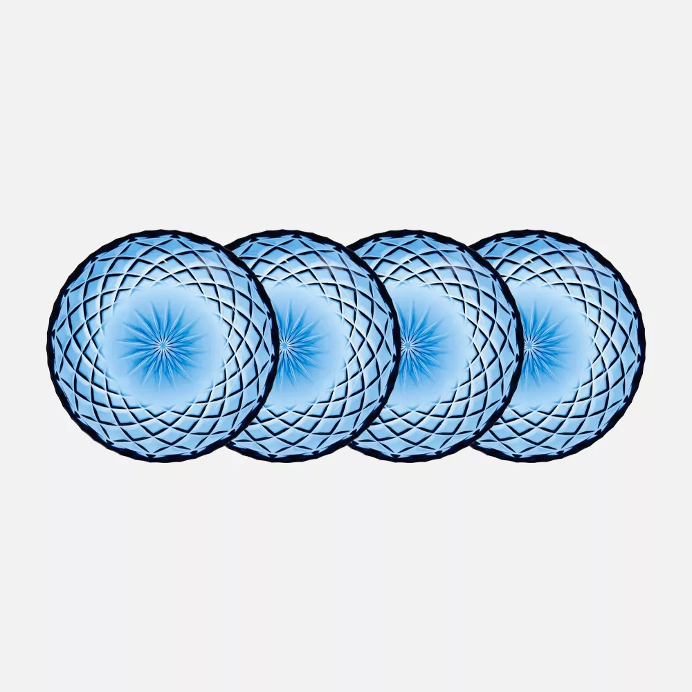 Asietter blå glas 4 styk