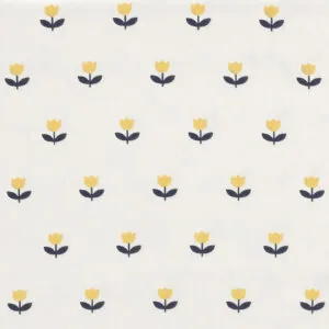 retro sengetøj med gul tulipan