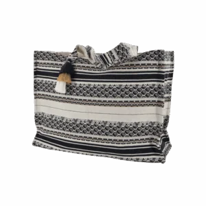 strandtaske i hvid og mørkblå