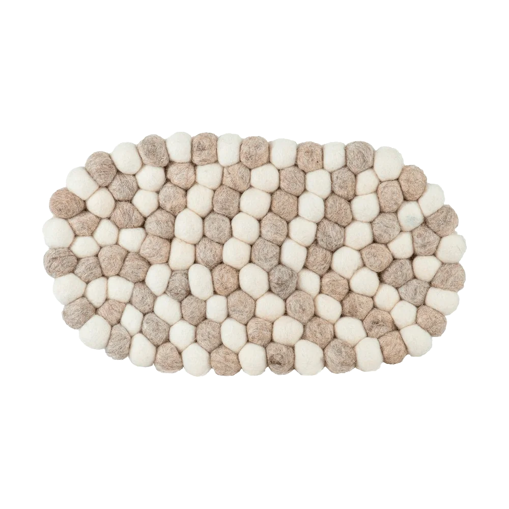 Oval Holmen Dakota bordskåner 33x18 cm i sand/hvid uld