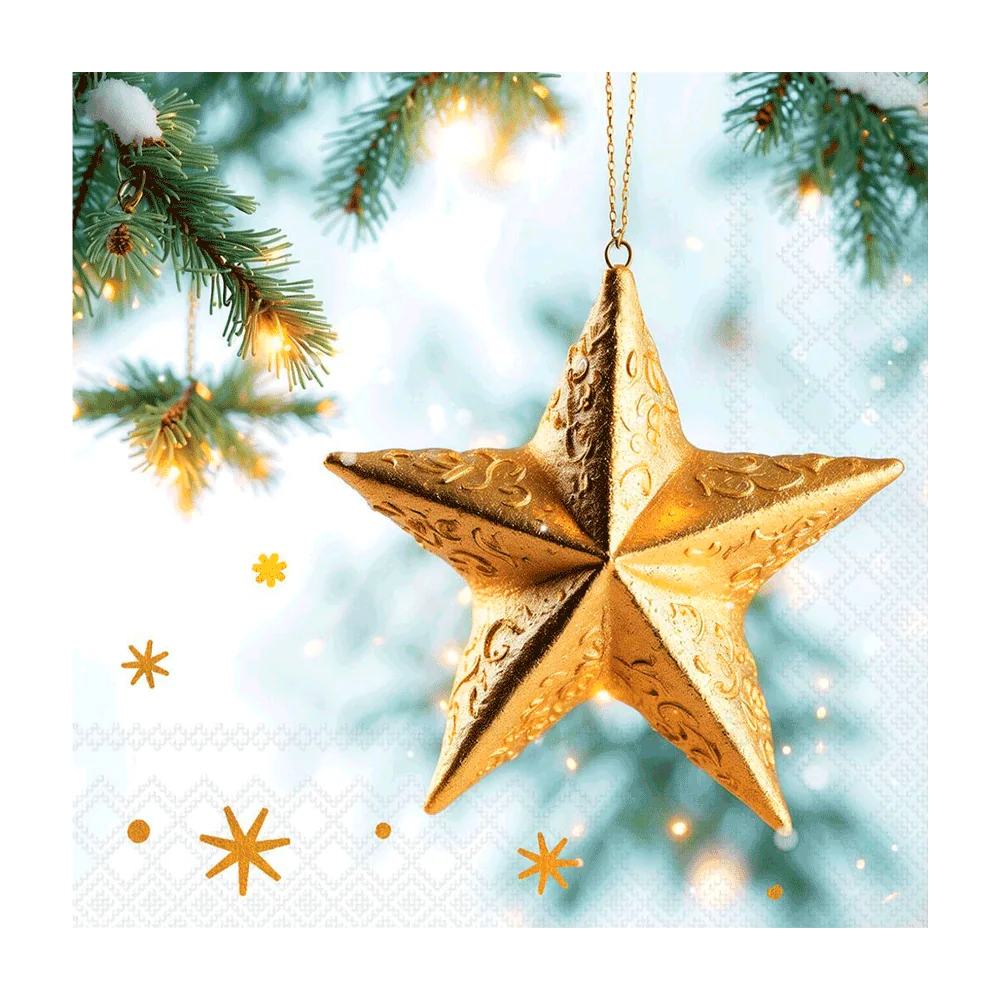Edelweiss Sparkling star juleservietter 33x33 cm med guldstjerne